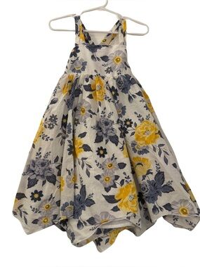 Joie Toddler Girls Floral Dress 4T Yellow Blue Sleeveless Twirl Dress Lined
